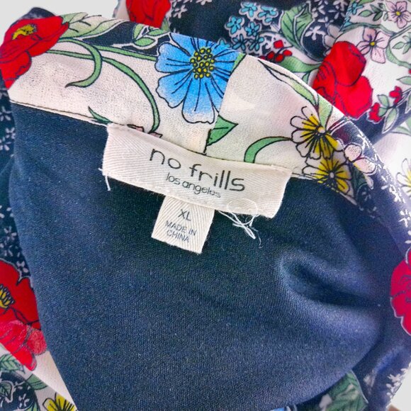 No Frills Los Angeles Floral Multicolor Long Sleeve Maxi Ruffle Flowy Dress - Picture 5 of 5